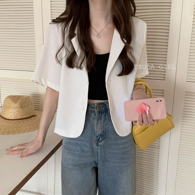 TRUDA GIRL 輕職感挺版休閒兩釦短袖西裝外套