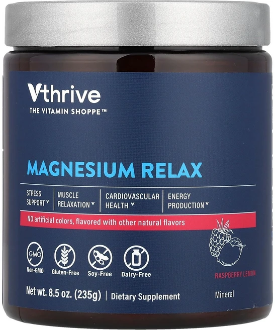 Vthrive 마그네슘 Relax 라즈베리 레몬 맛 235g(8.5oz) Vthrive (브이쓰라이브), 브이쓰라이브마그네슘 Relax 라즈베리 레몬 맛 g온즈, 1개 - 쿠팡