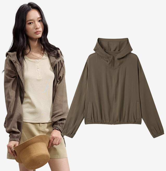 스토리원 WM-FWOT047 여성 텐셀 린넨 후드 집업 점퍼