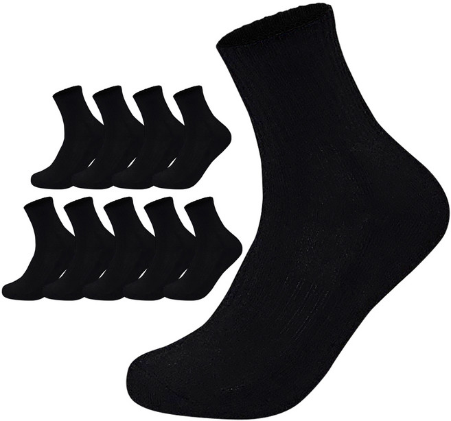 프레리 10족 이중바닥 중목 스포츠양말, 블랙