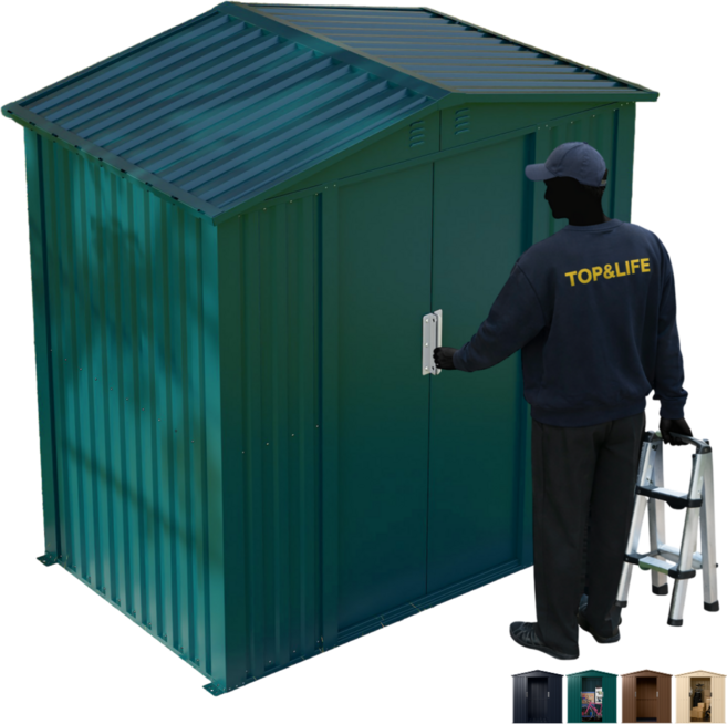 [탑앤라이프] 조립식창고 그랜드-Z 야외창고 이동식창고 간이창고 농막 전원주택창고 보관함 창고 소형창고 철제창고 스틸창고 DIY창고, 딥그린[청록색]