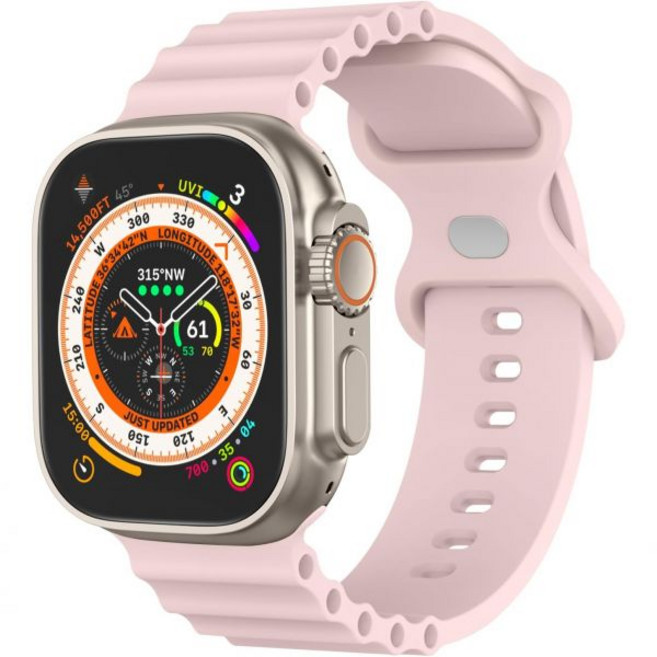 Apple Watch 밴드와 호환되는 실리콘 오션 밴드 여성용 울트라 49mm 46mm 45mm 41mm 38mm 40mm 42mm 스포츠 루프 손목밴드 iWatch 2 SE, Light Pink, 38mm/40mm/41mm/42mm(Series 10)