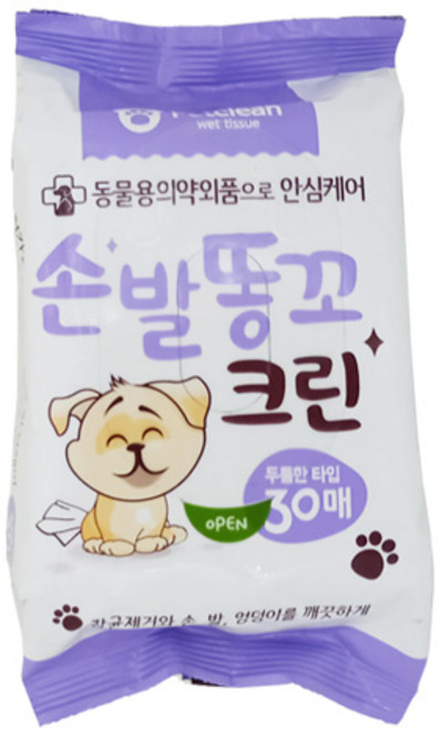 펫크린 손발똥꼬 크린 30매, 1개, 30개입