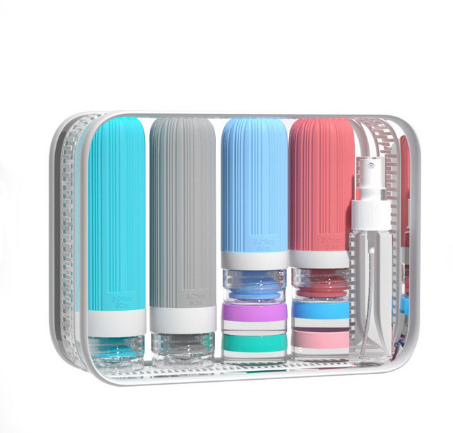 에이든 휴대용 여행용 16종 실리콘 공병세트, 1세트, 혼합색상