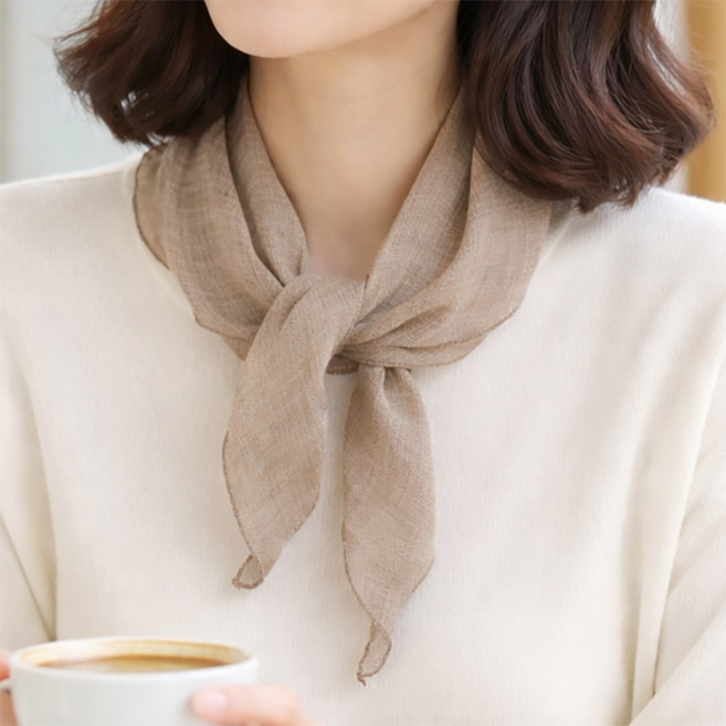 8위 - 국산 스카프 면 코튼 무지 삼각 쁘띠 여름가을 스카프 심플 우아함 남성 여성 공용