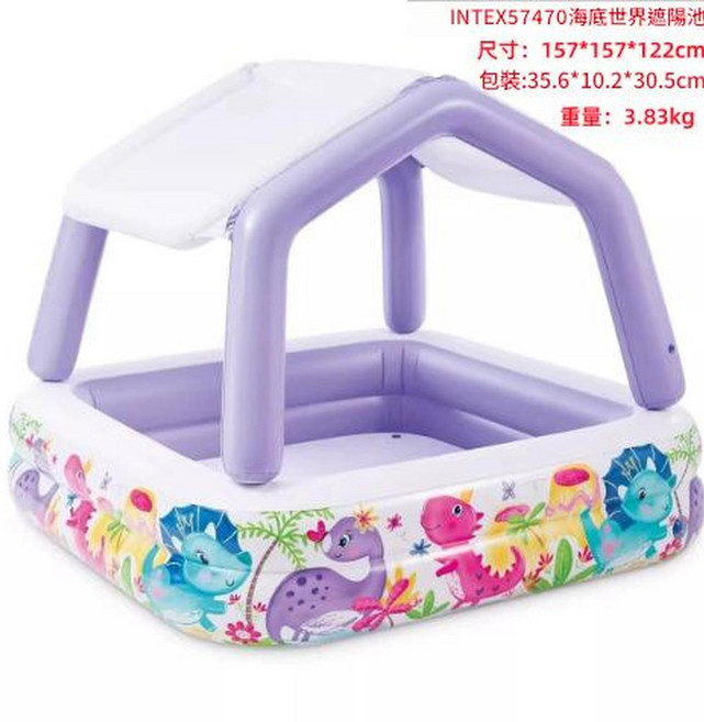 INTEX 兒童充氣滑梯噴水遊戲池 恐龍火山造型, INTEX57470海底世界, 1套