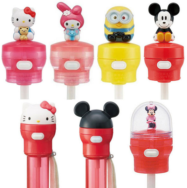 헬로키티 미키 마우스 얼굴 빨대캡 (페트병 스트로우 휴대용 케이스 포함), 헬로키티 얼굴, 1개