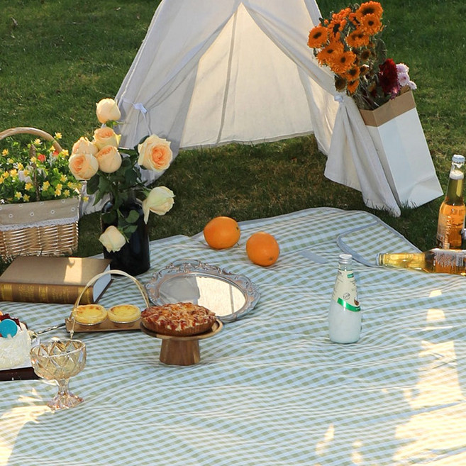 대형 방수 피크닉매트 접이식 휴대용 돗자리, 09.그린 작은체크