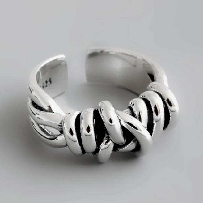 엘루아 실버925) 복고풍 익스트림 꼬임 꽈배기 반지
