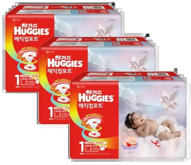 하기스 2026 매직컴포트 밴드형 공용 1단계 60매x3팩, 180매