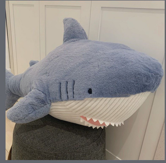 [MAKABORO] 대형 상어 인형 바디필로우 쿠션 푹신한 수면 애착 베개, 블루