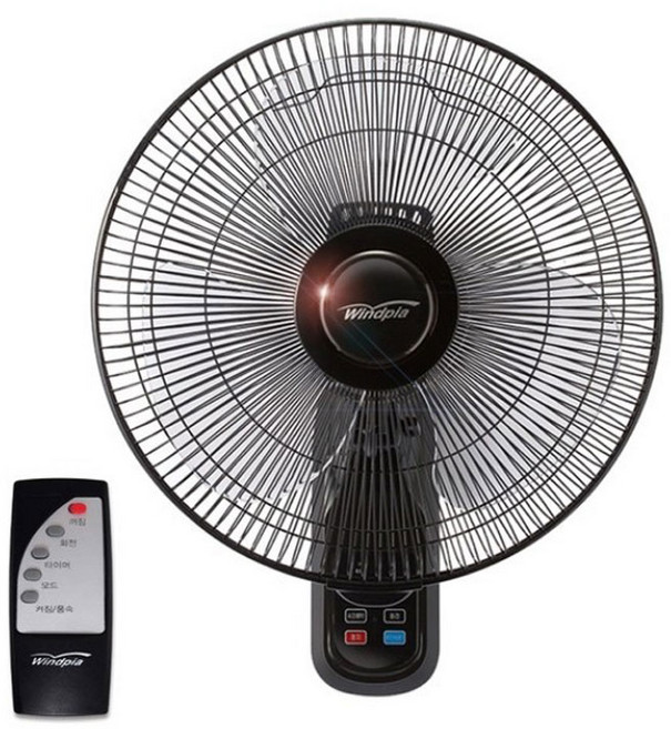 Windpia 공간활용 3엽 40cm 벽걸이선풍기 리모컨형사무실 가정용 업소용 벽선풍기, 벽걸이 리모컨선풍기 40cm