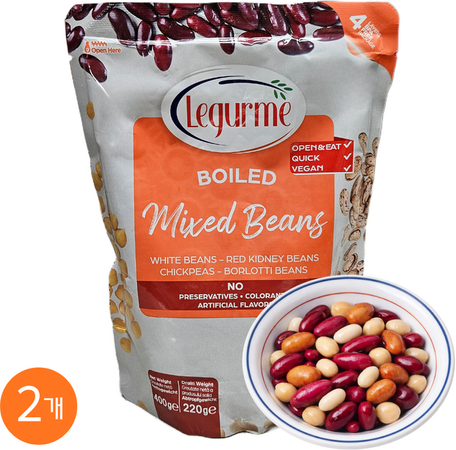 르구르메 바로먹는 삶은 혼합콩 믹스빈 샐러드콩, 2개, 400g