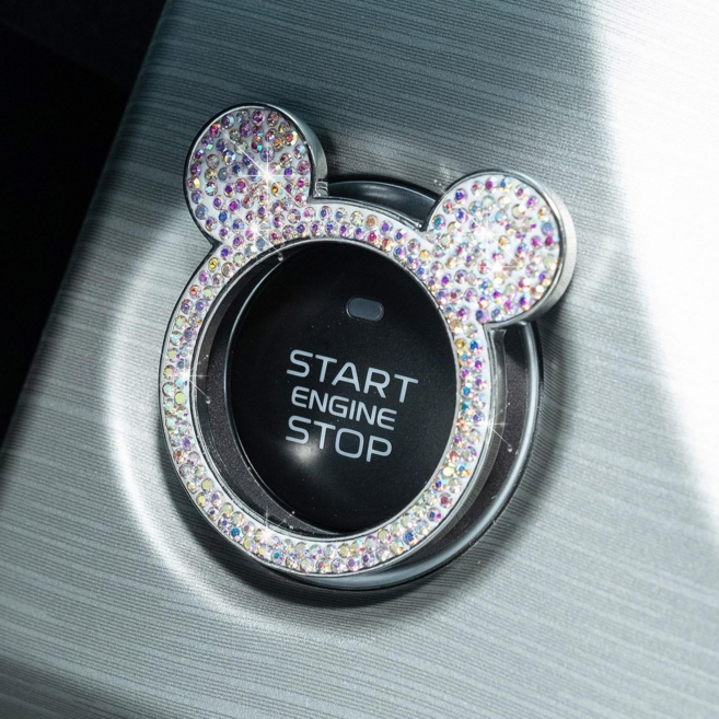 아망디에 귀여운 차량용 시동버튼 커버 점화버튼 장식 커버, 1개, 알록달록