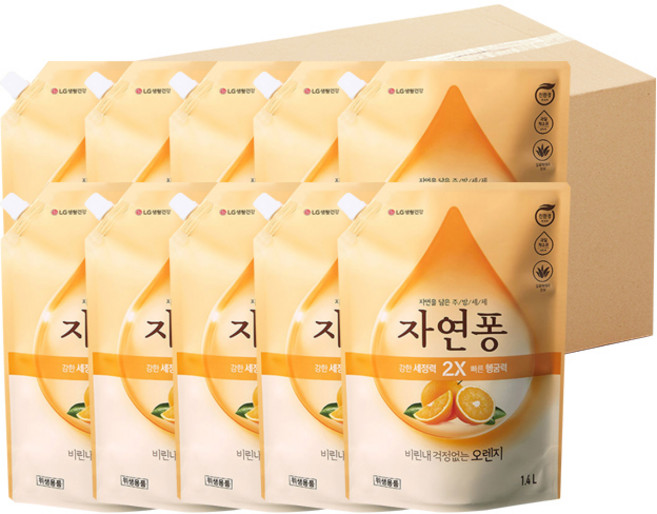 자연퐁 리필 오렌지 1.4LX10개입(1박스) 베이킹소다 함유, 10개, 1.4L