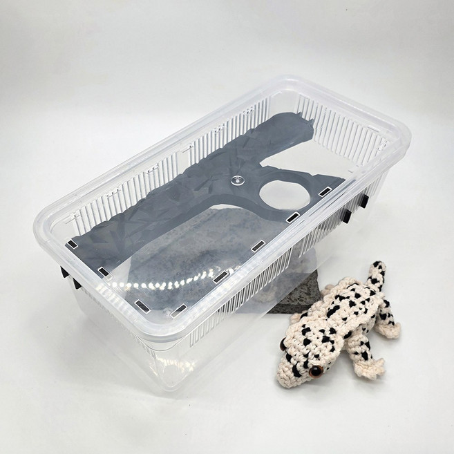 크레스티드게코 사육장 JIF 적재형 중소 투명 케이지 세트 도마뱀케이지, 1개