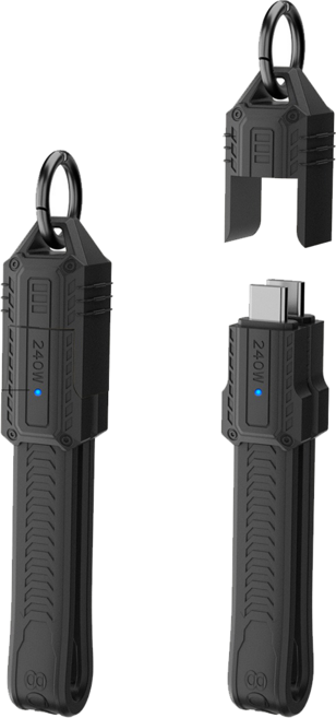 ibits MDD USB4 鑰匙圈短線 PD240W 快充 80Gbps傳輸 TypeC 13.5CM, 黑色, 1個