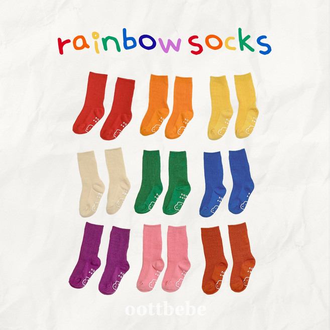 오뜨베베 아동용 레인보우 양말 6colors 사계절용