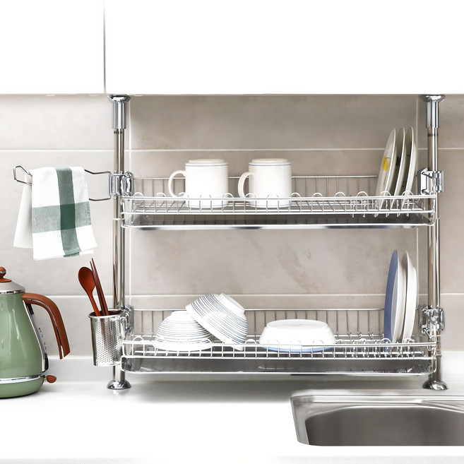 아이넥스 뮤즈 더블 원터치 기둥 식기건조대, 2단, 600A, 1개