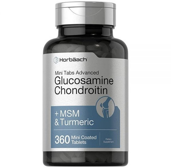 Horbaach 글루코사민 콘드로이틴 MSM 강황 미니 코팅 태블릿 360정 글루코사민 포뮬러 GMO 프, 1개