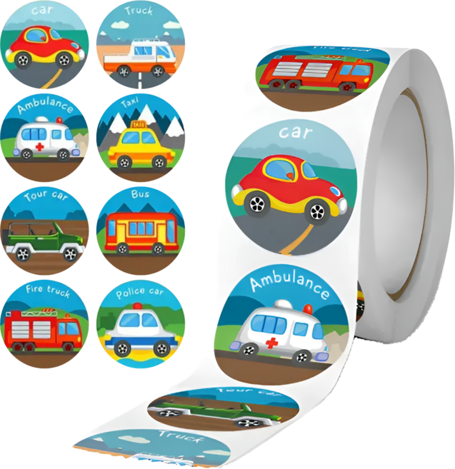 스노벨 8종 믹스 자동차 롤 스티커 500매, 자동차(S626), 1세트