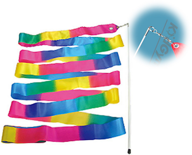 키드짐 짐나스틱 리본 6m 멀티컬러 리듬 체조 학원 학교체육 방과후 수업 용품, 6m 혼합색, 1개