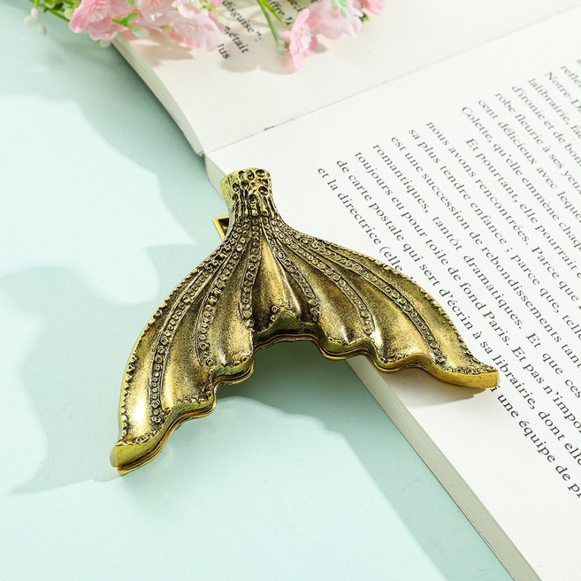 노다꾸 빈티지 다꾸 인어 꼬리 집게 귀부인 손가락 다이어리 클립 북마크, 인어지느러미, 앤틱골드