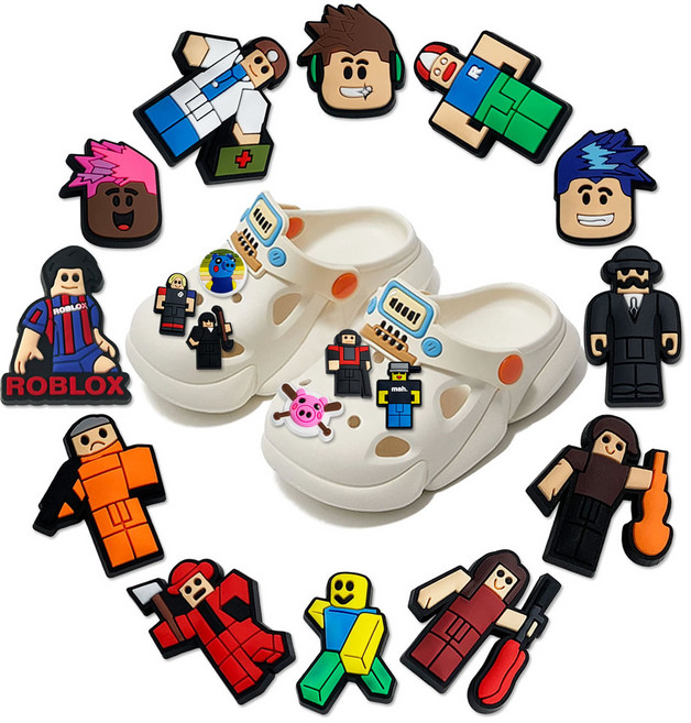 SimHm 로블록스 Roblox 카툰 귀여운 캐릭터 슬리퍼 장식 DIY 분리형 슬리퍼 장식 세트 30개