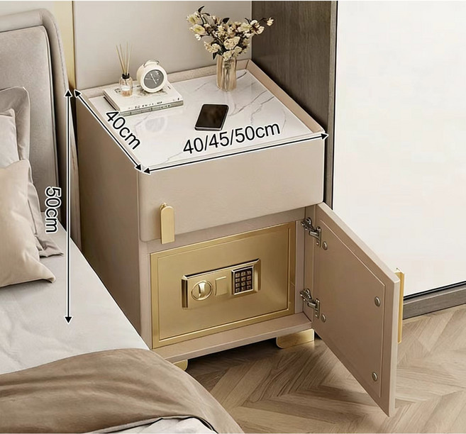 스마트 협탁 금고 일체형 가볍고 고급스러운 가정용 침실, 1개, 카키40*40*50