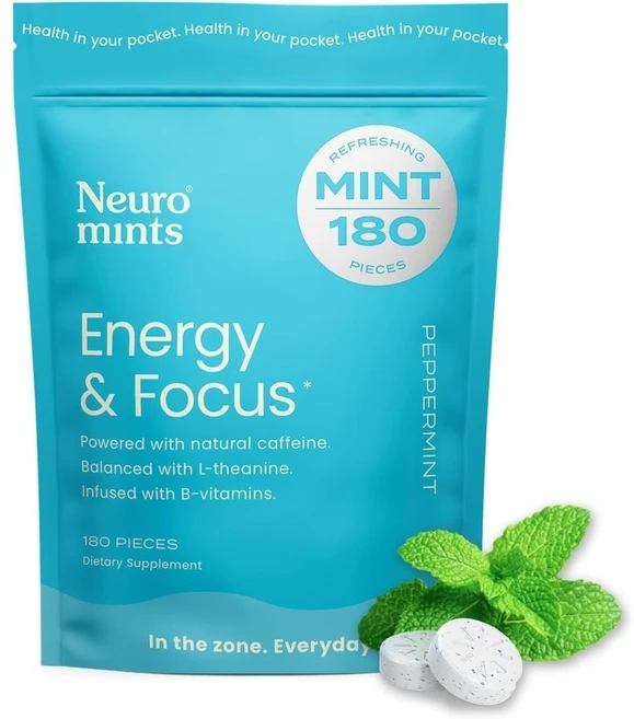 Neuro mints 뉴로 에너지 포커스 무설탕 민트180정, 1팩, 180정, 1개 - 쿠팡