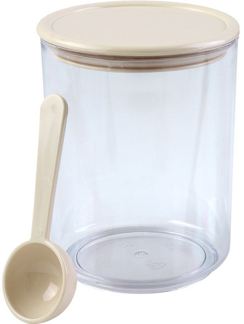 스푼 포함 뉴원형단지 3호 조미료 양념통 설탕 소금 고춧가루 소스보관, 1개, 베이지, 780ml, 1개