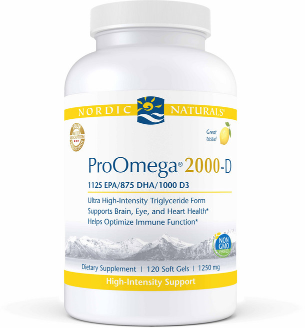 노르딕내츄럴스 프로 오메가 2000-D 1250mg 소프트젤, 3개, 120정