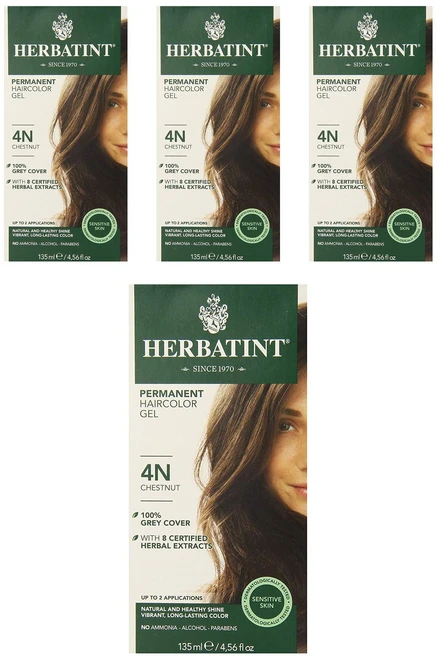 허버틴트 퍼머넌트 헤어컬러 젤 135ml, Chestnut, 4개 - 쿠팡
