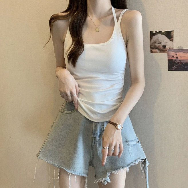 여성 빅사이즈 민소매 나시 티셔츠 봄가을 여름 스판 모달 끈나시 데일리 기질 패션 아우터 레이어드 슬림핏 이너 나시 상의