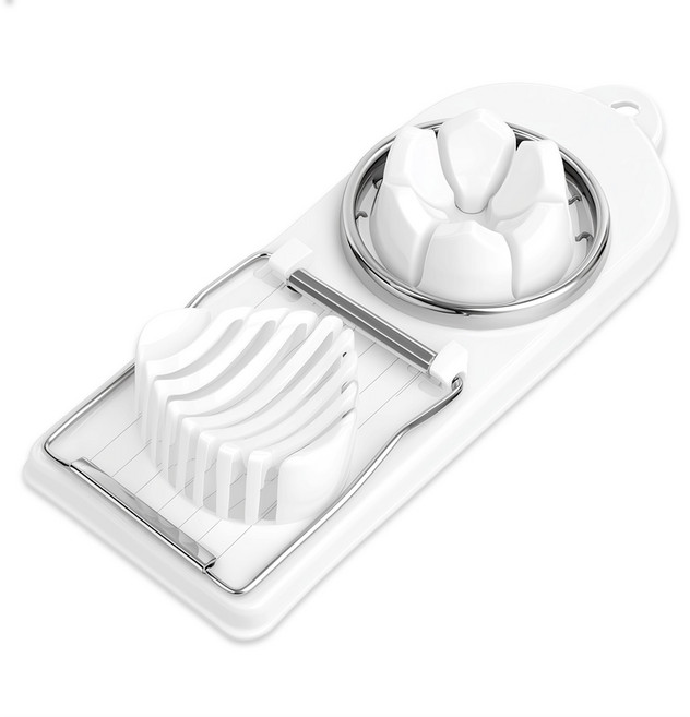 키친왕 304 고급 스테인레스 이중 에그슬라이서 계란 절단기, 1개, 혼합색상