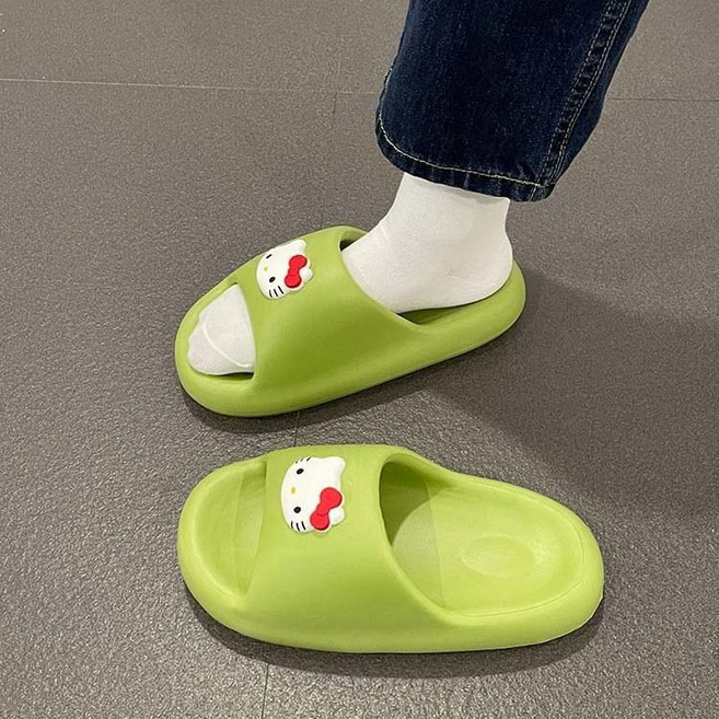 Hello Kitty 涼拖鞋 夏季防滑軟底居家拖鞋, 綠色, 36 - 37