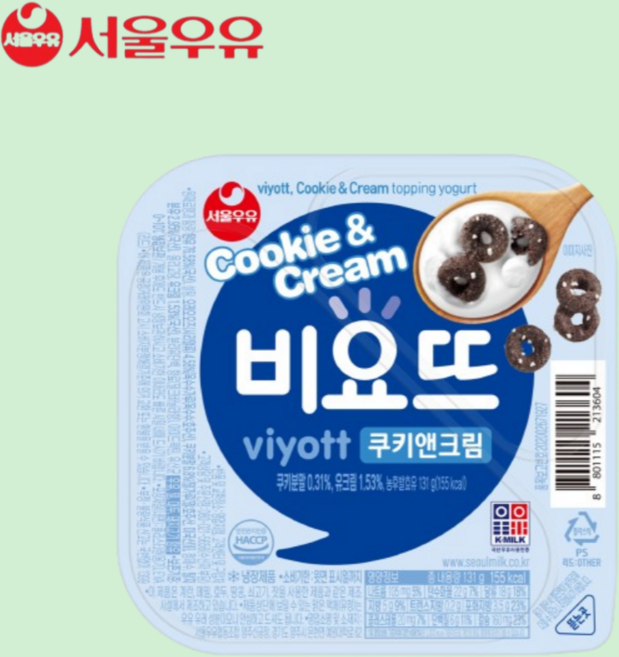 서울우유 비요뜨 떠먹는 쿠키앤크림 138g 12개