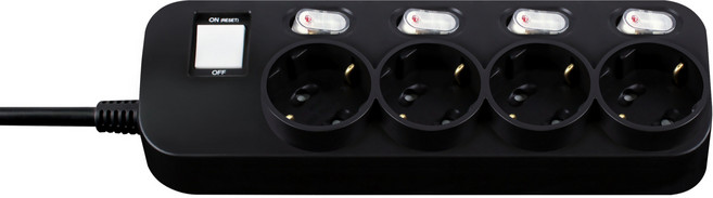 대성 플러스탭 블랙 개별통합 스위치 4구 멀티탭 16A 250V, 1m, 1개