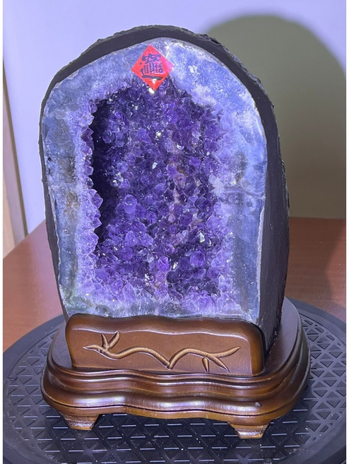 土型紫水晶洞 聚財開運風水擺件 綠幽靈邊 淨化磁場
