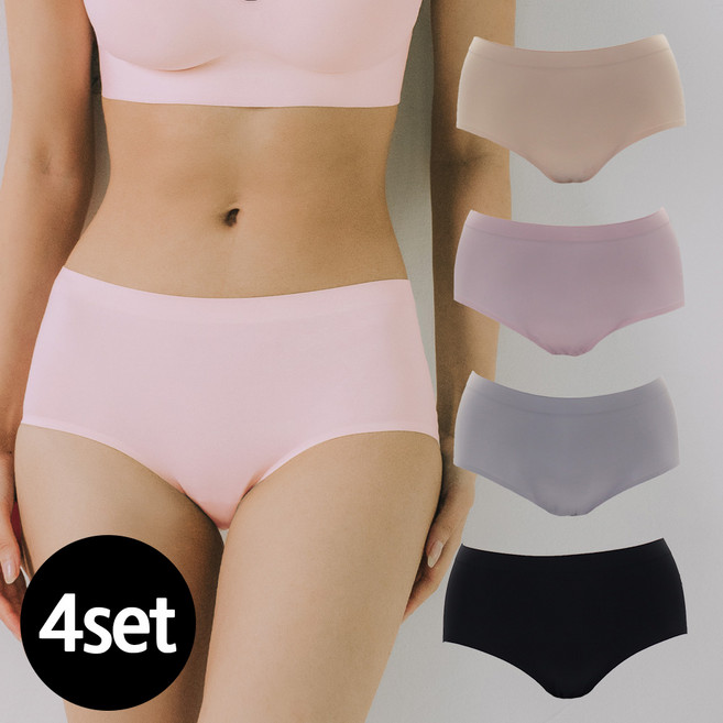 베이직스킨 숨쉬는 데일리 무봉제 노라인 심리스 여성 팬티 4P BSE-Y261 262