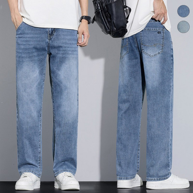 wassup 남성 청바지 일자핏 슬랙스바지 빅싸이즈 긴바지프리미엄 워싱 스판 청바지