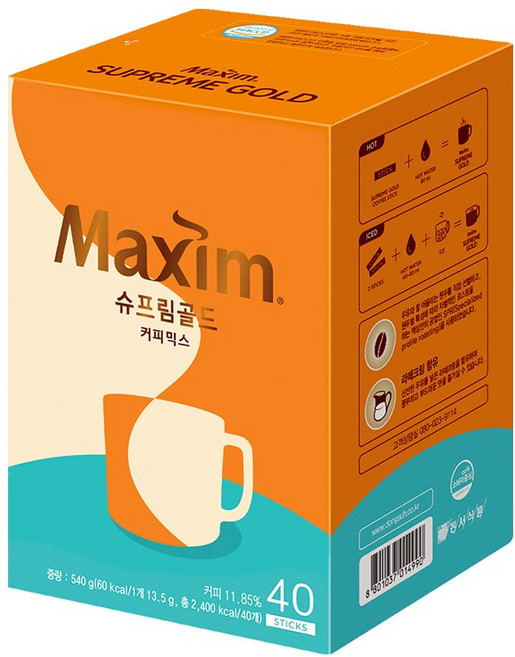 맥심 슈프림골드 커피믹스, 13.5g, 40개입, 12개