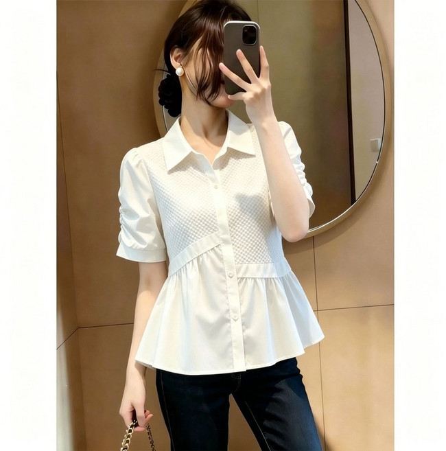 設計感顯瘦短袖襯衫女