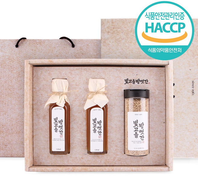 빛고을방앳간 유기농 저온압착 참기름 답례품 감사세트 3구, 1세트