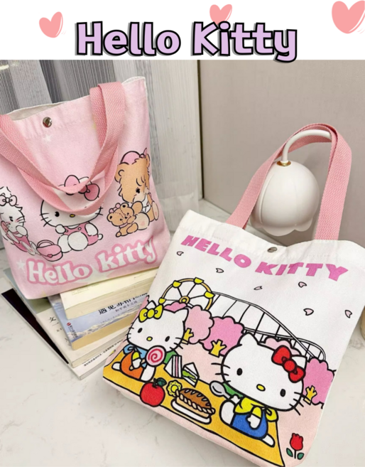 픽무 헬로키티 에코백 캔버스가방 데일리 토트백 파우치 귀저귀