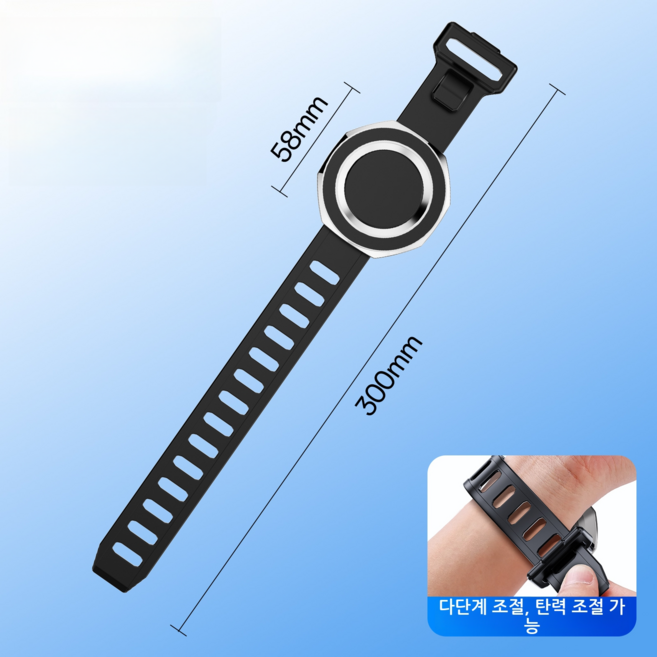 JYO 손목 밴드형 휴대폰 거치대 자석 흡착 회전 조절 가능 스마트폰 홀더 야외활동 운동용, 1개, 블랙