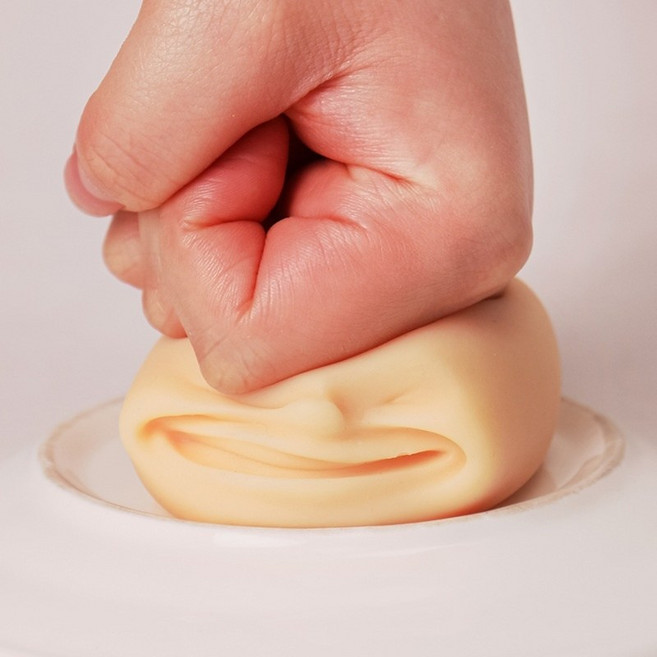 minh 스트레스 해소 집중력 향상 손장난감 액체괴물 슬라임, 1개, 90g, 살색 화난 얼굴