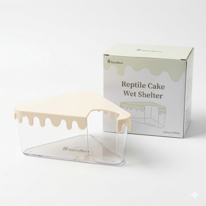 뉴런 파충류 습식은신처 삼각 게코산란통 NR-B5 케이크중사이즈 레오파드게코 크레, 1개, 크림화이트