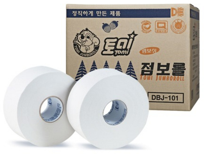 토미 점보롤 엠보싱 2겹 300m 16롤 공중 공용 화장실 휴지 화장지 리필 DBJ-101