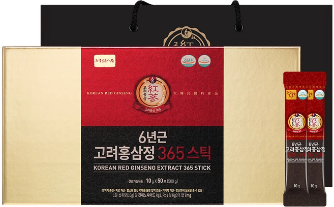 정원삼 6년근 고려홍삼정 365 스틱, 10g, 50개 - 쿠팡